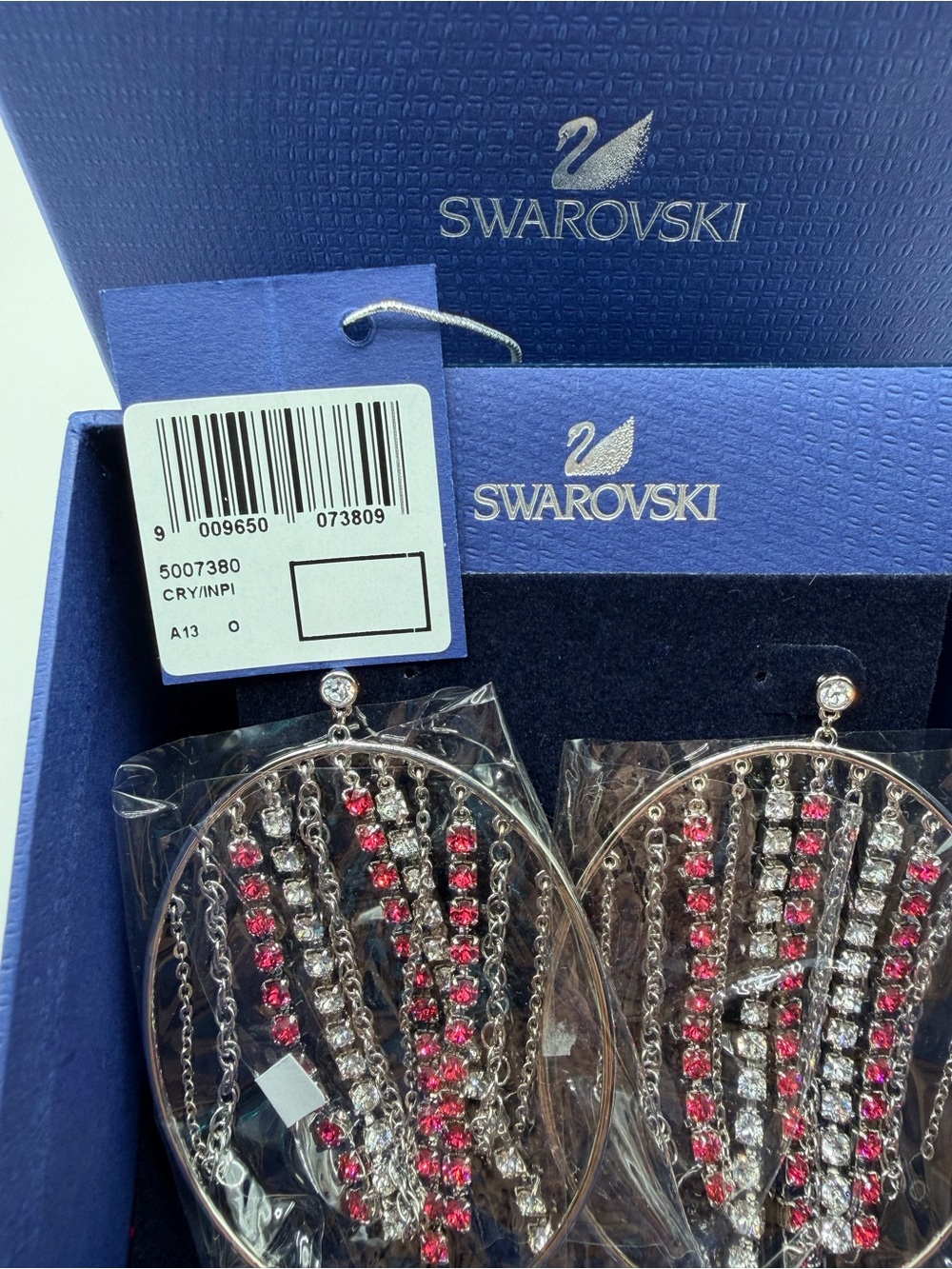 Swarovski Tropical Pink and Clear Crystal Pierced Earrings - Picture 16 of 16